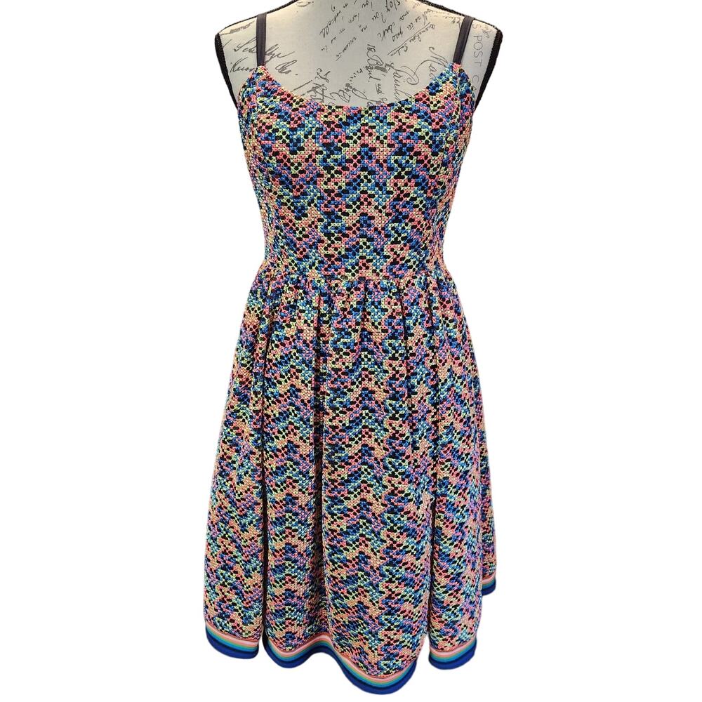 Tracy Reese Anthropologie Dress Size 6 Neon Bright‎ Colors Spring Bold Print